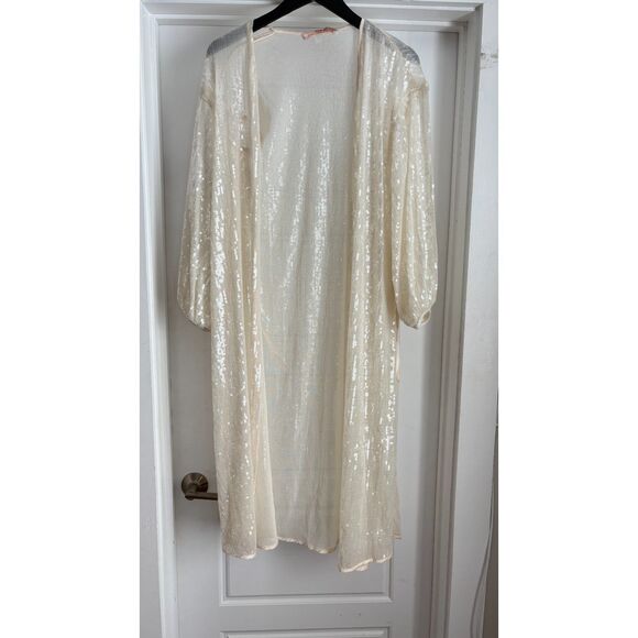 Hutch Anthropologie Jackson Sequin-Embellished Duster White Size S - Picture 5 of 6